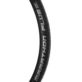 Close up view of the 25 x 1 in. (25-559) Schwalbe Marathon Plus Evolution Wheelchair Tire in black